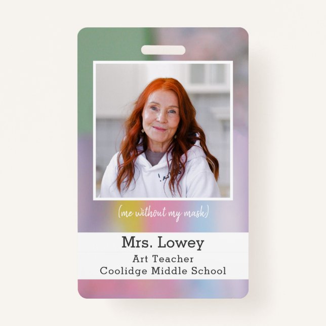 Art Teacher Custom Photo ID Badge artist (Front)