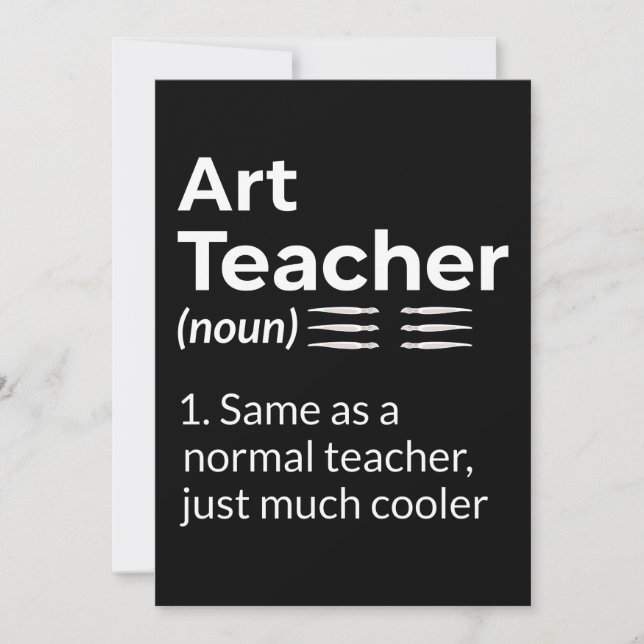 Art Teacher Definition Funny Artist Artistic Lover Thank You Card (Front)