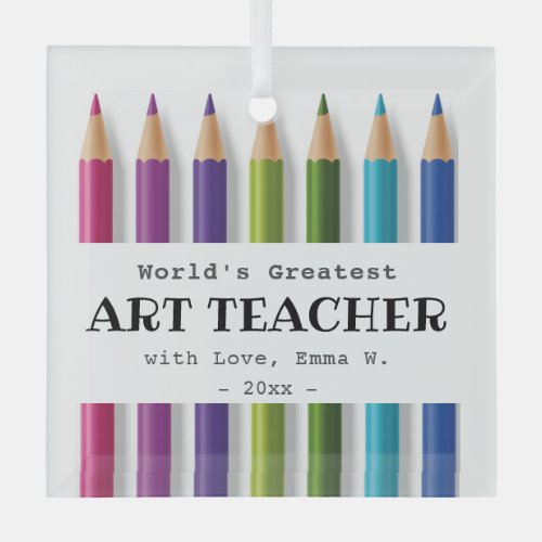 Art teacher gift idea personalized pencils glass ornament