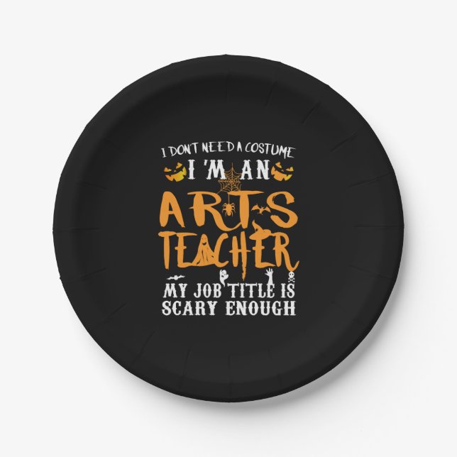 Art Teacher Halloween Funny Costume Paper Plates (Front)