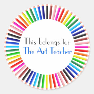 Art Teacher Label,Colored Pencils,Gift for Teacher Classic Round Sticker