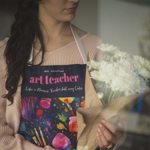 Art Teacher  Like a Normal Teacher Monogram Apron