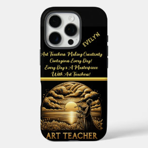 Art Teacher Painting a Calm Sunset iPhone 16 Pro Case