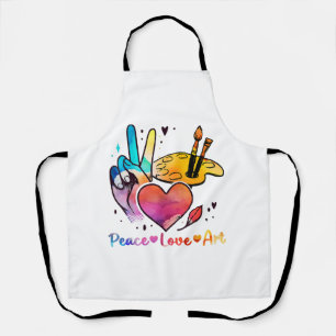 Art Teacher Peace Love Art For Artists And Painter Apron