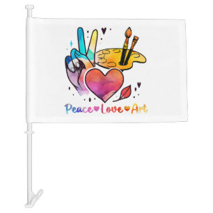 Art Teacher Peace Love Art For Artists And Painter Car Flag