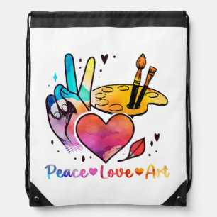 Art Teacher Peace Love Art For Artists And Painter Drawstring Bag