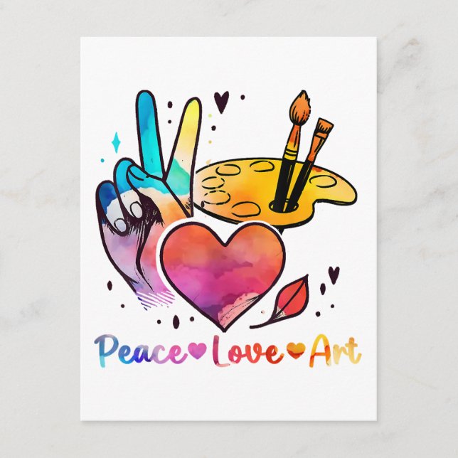 Art Teacher Peace Love Art For Artists And Painter Enclosure Card (Front)