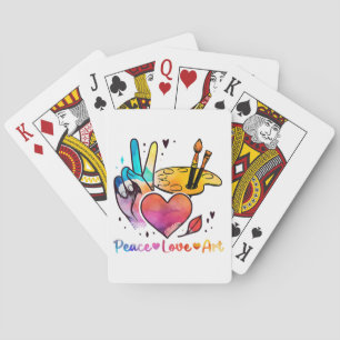 Art Teacher Peace Love Art For Artists And Painter Poker Cards