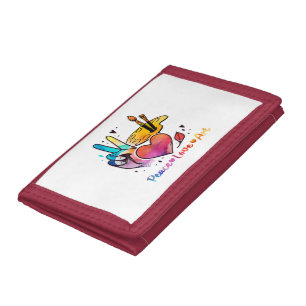 Art Teacher Peace Love Art For Artists And Painter Trifold Wallet