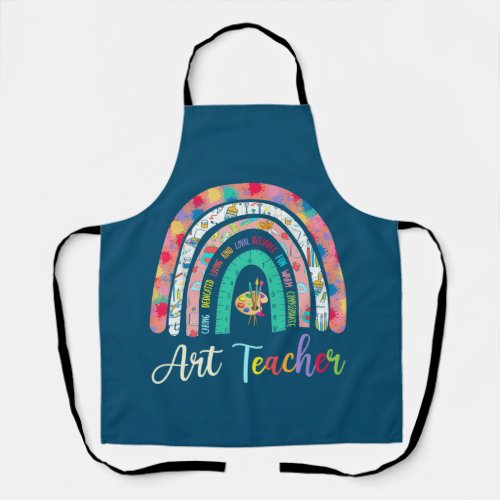 Art Teacher Rainbow Caring Dedicated Loving Apron