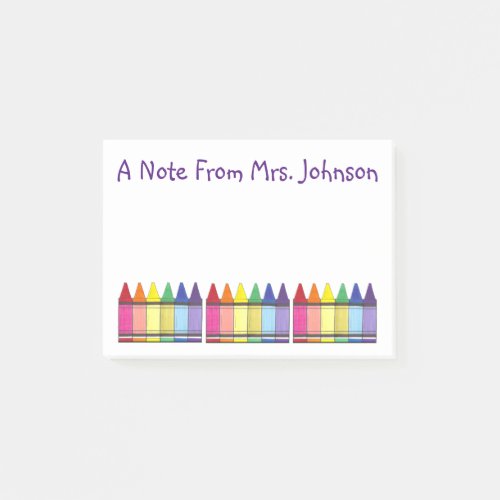 Art Teacher Rainbow Crayon Personalized Note From