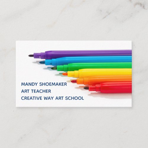 Art Teacher Rainbow Markers Artist Drawing Studio Business Card