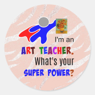 Art Teacher Superhero Classic Round Sticker