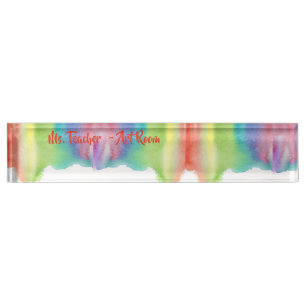 Art Teacher Watercolor Name Plate, Gift forTeacher Desk Name Plate
