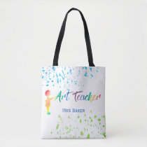 Art Teacher Watercolor Splatter Personalized Fun Tote Bag