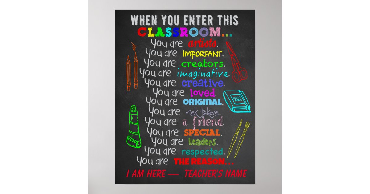 Art Teacher - When You Enter This Classroom Rules Poster | Zazzle