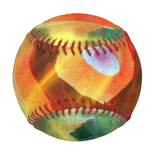 art texture abstract water green, orange, circle baseball