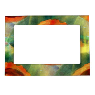 art texture abstract water green, orange, circle magnetic photo frame