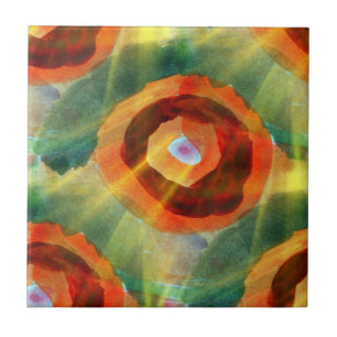 art texture abstract water green, orange, circle tile