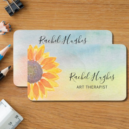 Art Therapist Colorful Sunflower Business Card
