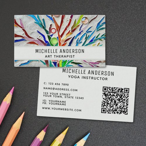 Art Therapist Modern Colorful QR Code Business Card