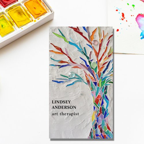 Art Therapist Rainbow Colored Tree Business Card