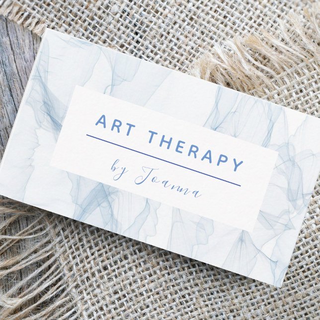 Art Therapy Add Name Artistic Creative Baby Blue  Business Card (Creator Uploaded)