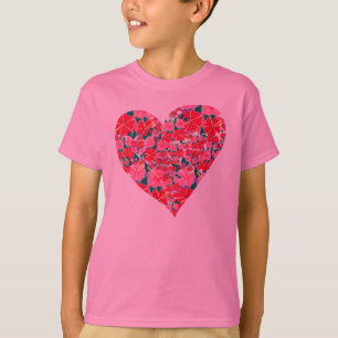 Art Top: Cute Hibiscus Heart. T-Shirt