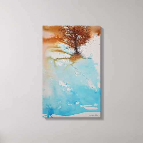 Art Tree Watercolor Inked Hand Painted Abstract Canvas Print