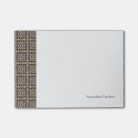 Art vintage damask pattern, golden post-it notes