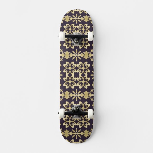 Art vintage damask pattern, golden skateboard (Front)