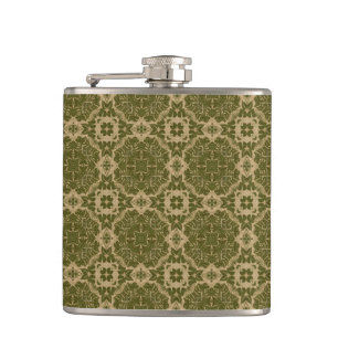Art vintage damask pattern hip flask
