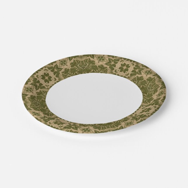 Art vintage damask pattern paper plates (Angled)
