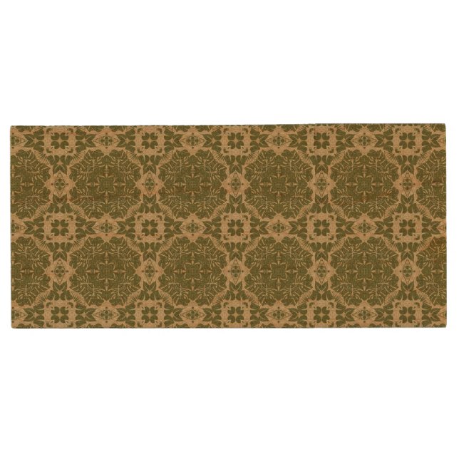 Art vintage damask pattern wood flash drive (Front)