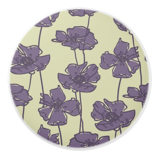 Art vintage floral pattern background ceramic knob (Front)