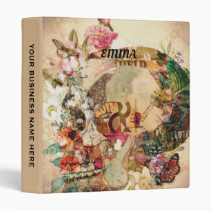 Art Vintage Sugar Skull Flowers 3 Ring Binder