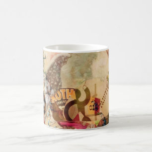 Art Vintage Sugar Skull Flowers Coffee Mug