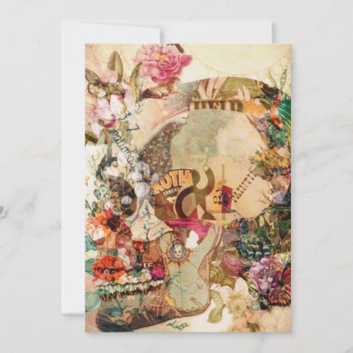 Art Vintage Sugar Skull Flowers Holiday Card