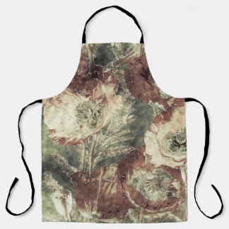 art vintage watercolor and graphic colorful floral apron