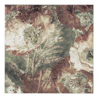 art vintage watercolor and graphic colorful floral faux canvas print