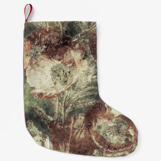 art vintage watercolor and graphic colorful floral small christmas stocking