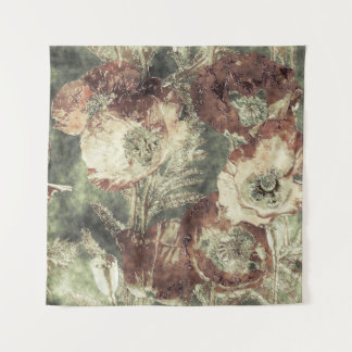 art vintage watercolor and graphic colorful floral tapestry