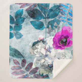 art vintage watercolor colorful floral seamless pa sherpa blanket