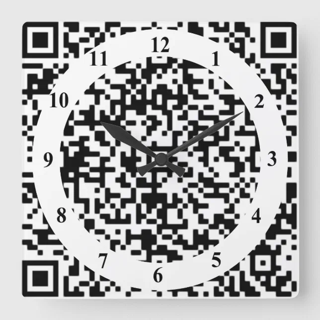 Art Wall Clock with QR Code Modern Zazzle