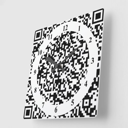 Art Wall Clock with QR Code Modern Zazzle
