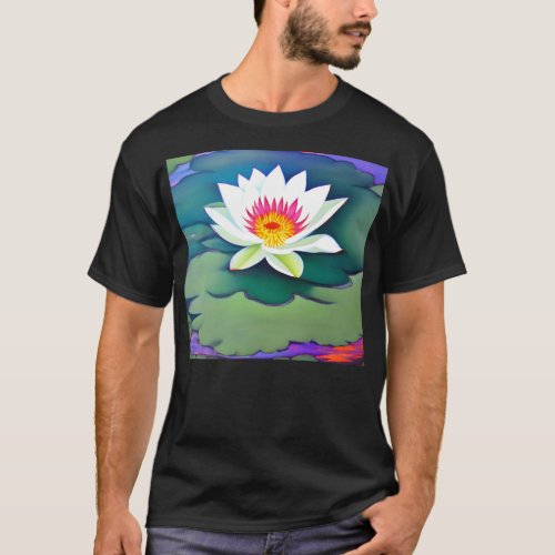 Art water lily in a pond T_Shirt