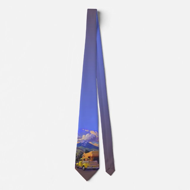 Art West Designer Tie - A Yellow Truck in Taos (Front)