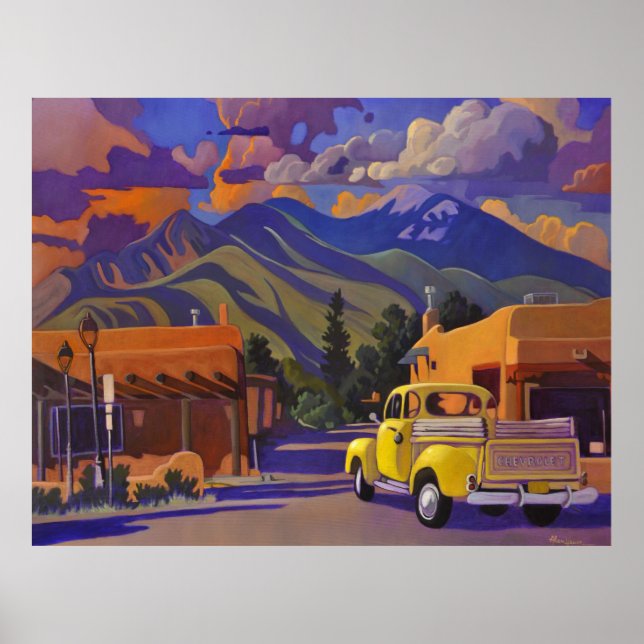 Art West POSTER - A Yellow Truck in Taos (Front)