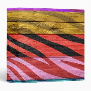 Art Zebra Print on Wood #12 3 Ring Binder