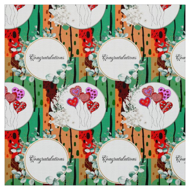 Artdeco Dramatic Bold Geometric Colors Typography Fabric (Swatch)